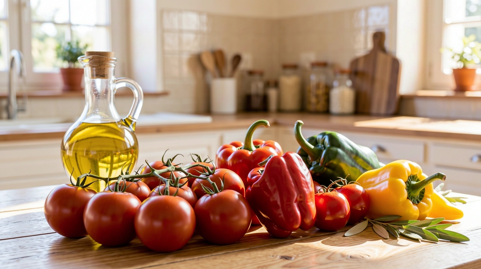 Ingredientes naturales y frescos de la dieta mediterránea